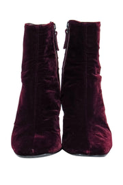 Current Boutique-Barney's New York - Maroon Velvet Block Heel Booties Sz 8.5