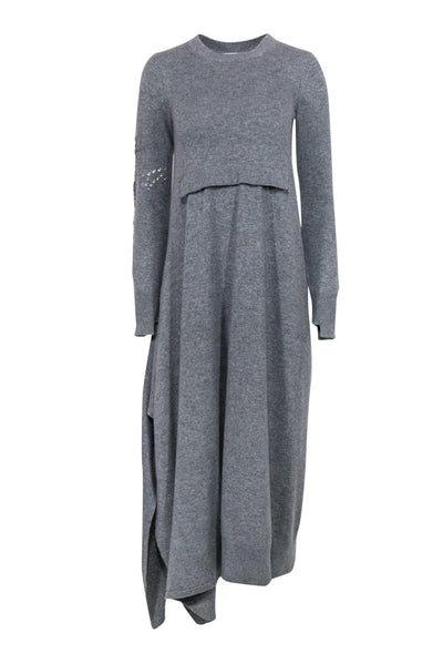 Current Boutique-Barrie - Grey Cashmere Sweater Maxi Dress w/ Sleeve Design Sz XS
