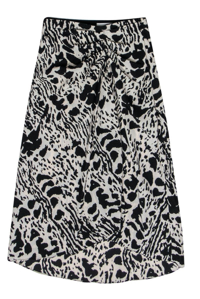 Current Boutique-Ba&sh - Beige & Black Leopard Print Ruched Midi Skirt Sz XS