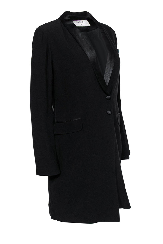 Current Boutique-Ba&sh - Black Blazer-Style Long Sleeve Wrap Dress Sz 2