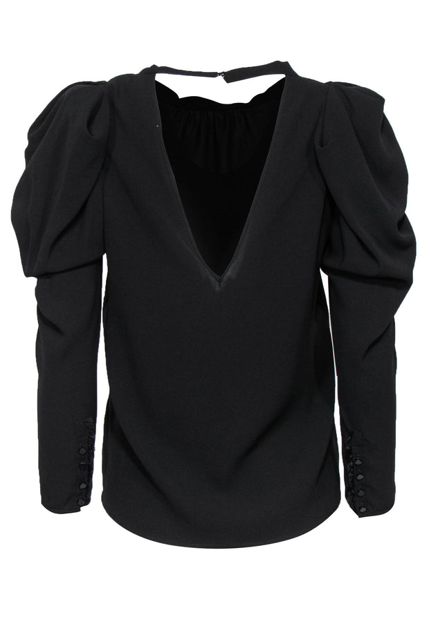 Current Boutique-Ba&sh - Black Puff Sleeve Blouse w/ Back Cutout Sz S