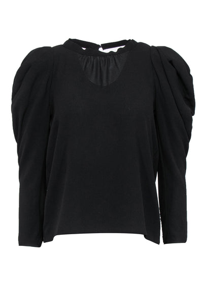 Current Boutique-Ba&sh - Black Puff Sleeve Blouse w/ Back Cutout Sz S