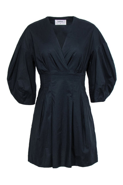 Current Boutique-Ba&sh - Black Surplice Puff Sleeve Cotton Dress Sz 0