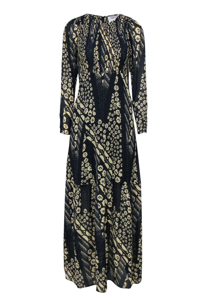 Ba&sh - Navy & Beige Floral Maxi Dress w/ Sheer Sleeves Sz 0 – Current  Boutique