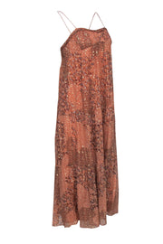 Current Boutique-Ba&sh - Peach Metallic Floral Print Sleeveless "Odette" Maxi Dress Sz S