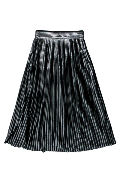Current Boutique-Ba&sh - Pewter Metallic Pleated Midi Skirt Sz 6