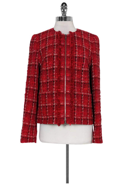 Current Boutique-Basler - Red Plaid Tweed Jacket Sz 8