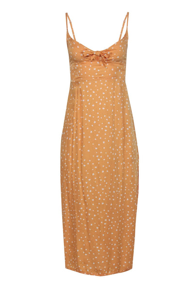 Current Boutique-Beach Gold - Yellow & White Heart Print Sleeveless "Claire" Midi Dress Sz XS