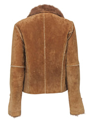 Current Boutique-Bebe - Vintage Tan Suede & Shearling Jacket w/ Rabbit Fur Sz L
