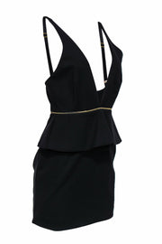 Current Boutique-Bec & Bridge - Black Mini Dress w/ Deep V-Neck & Removable Peplum Sz 6