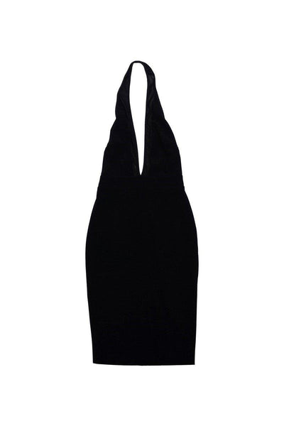 Current Boutique-Bec & Bridge - Black Plunge Neck Mesh Halter Dress Sz 4