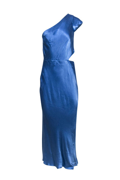 Current Boutique-Bec & Bridge - Cornflower Blue Satin One-Shoulder "Delphine" Gown w/ Cutout Sz 6
