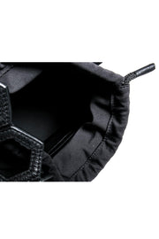 Current Boutique-Bee & Kin - Black Pebbled Leather "Rebel" Structured Bucket Bag w/ Hexagon Handle