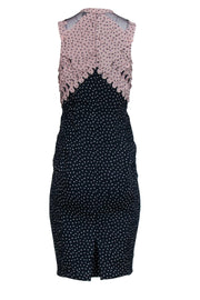 Current Boutique-Beguile - Pink & Navy Polka Dot Button-Up Dress w/ Cutout Detail Sz 2