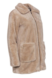 Current Boutique-Bernardo - Beige Faux Fur Zip-Up Coat Sz XS