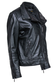 Current Boutique-Bernardo - Black Smooth Leather Moto Jacket Sz L