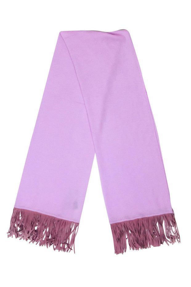 Current Boutique-Beryll - Lilac Cashmere Scarf w/ Suede Fringe