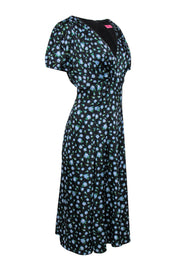 Current Boutique-Betsey Johnson - Black & Blue Floral Satin Babydoll Dress Sz 8