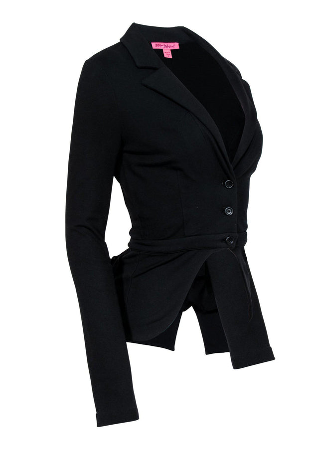 Current Boutique-Betsey Johnson - Black Button-Up Jacket w/ Ruffle Tails Sz P