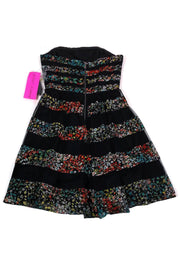 Current Boutique-Betsey Johnson - Black Floral Mesh Strapless Dress Sz 8