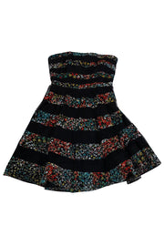 Current Boutique-Betsey Johnson - Black Floral Mesh Strapless Dress Sz 8