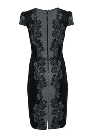 Current Boutique-Betsey Johnson - Black & Gray Floral Patterned Cap Sleeve Sheath Dress Sz 8