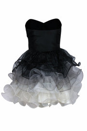 Current Boutique-Betsey Johnson - Black, White & Grey Ombre Strapless Tulle Mini Dress Sz 2