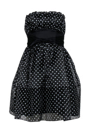 Current Boutique-Betsey Johnson - Black & White Polka Dot Strapless Fit & Flare Dress Sz 4