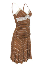 Current Boutique-Betsey Johnson - Brown & Cream Polka Dot Drop Waist Dress w/ Lace Trim Sz S