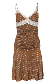 Current Boutique-Betsey Johnson - Brown & Cream Polka Dot Drop Waist Dress w/ Lace Trim Sz S