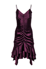 Current Boutique-Betsey Johnson - Deep Purple Ruched Satin Slip Dress Sz 8
