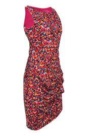 Current Boutique-Betsey Johnson - Multicolor Heart Print Sleeveless Ruched Sheath Dress Sz 10