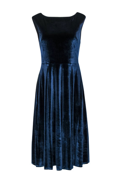Current Boutique-Betsey Johnson - Navy Blue Velvet A-Line Midi Dress Sz 8