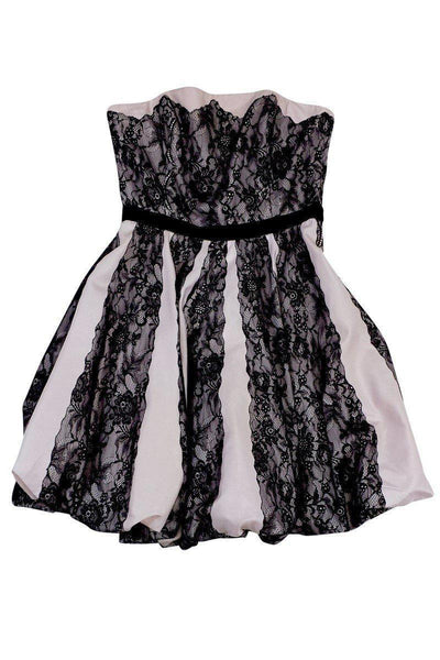Current Boutique-Betsey Johnson - Pink & Black Lace Strapless Dress Sz 8