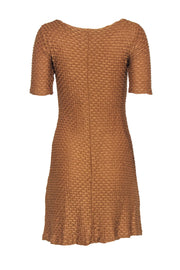 Current Boutique-Betsey Johnson - Vintage Brown Woven Textured Knot Front Mini Dress Sz L
