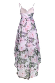 Current Boutique-Betsy & Adam - Pink Chiffon Floral Print High-Low Gown Sz 0
