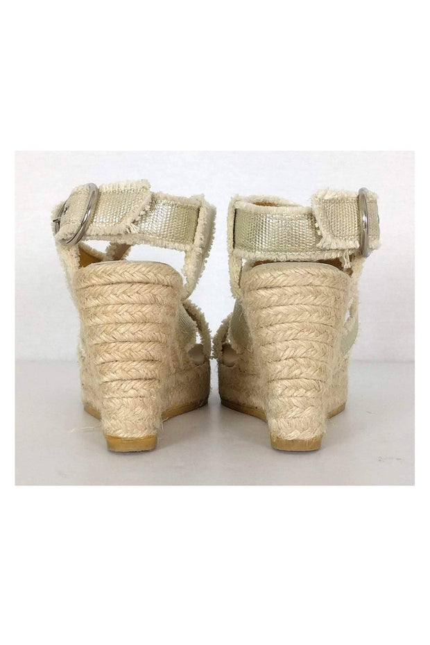 Current Boutique-Bettye Muller - Gold leather & Canvas Wedges Sz 7