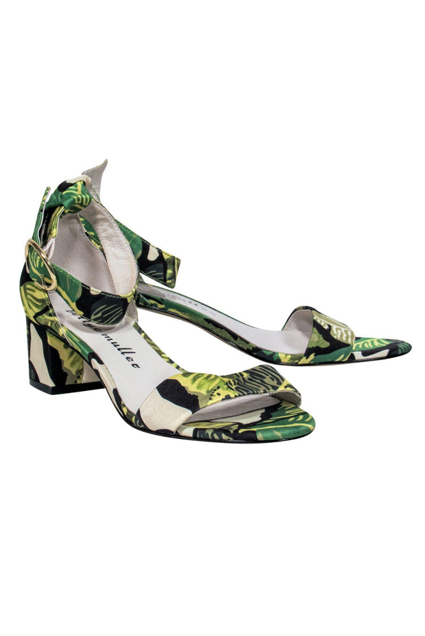 Current Boutique-Bettye Muller - Green Leaf Print Open Toe Pumps Sz 6.5