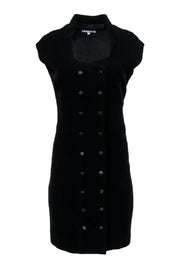 Current Boutique-Bill Blass - Black Wool Blend Double Breasted Button-Up Sheath Dress Sz 4