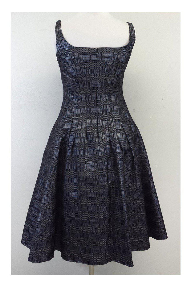 Current Boutique-Bill Blass - Blue Steel & Grey Plaid Sleeveless Dress Sz 6