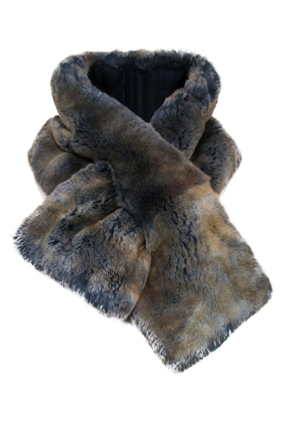 Current Boutique-Billy Reid - Navy & Brown Two-Tone Faux Fur Scarf