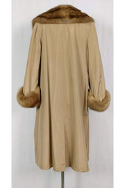 Current Boutique-Bisang Couture - Tan Nylon Coat w/ Fur Trim Sz L