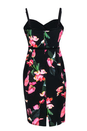 Current Boutique-Black Halo - Black & Pink Floral Print Dress w/ Piping Sz 12