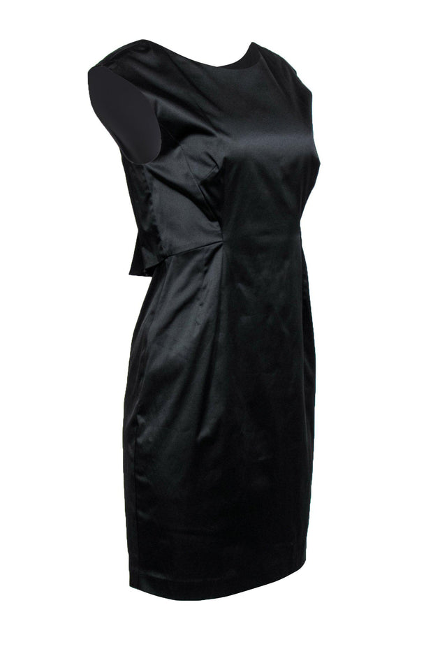 Current Boutique-Black Halo - Black Scoop Back Pleated Sheath Dress Sz 8