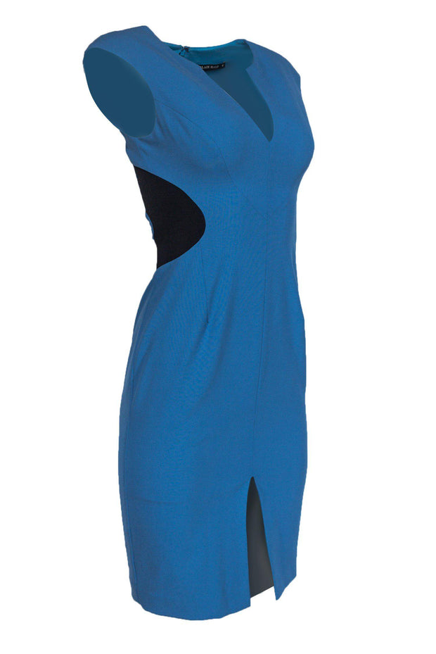 Current Boutique-Black Halo - Blue Sleeveless Pencil Dress w/ Shoulder Pads Sz 0