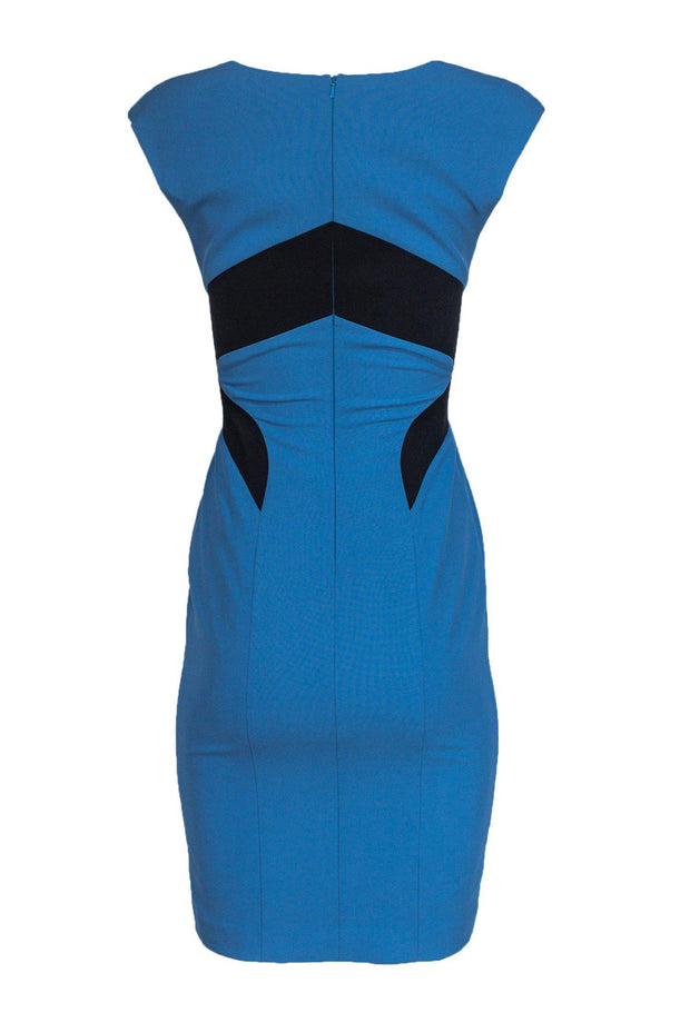 Current Boutique-Black Halo - Blue Sleeveless Pencil Dress w/ Shoulder Pads Sz 0