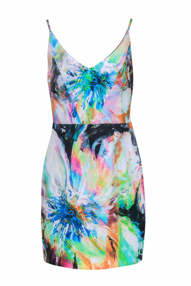 Current Boutique-Black Halo - Multicolor Abstract Floral Print Mini Dress Sz 8