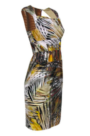 Current Boutique-Black Halo - Multicolor Tropical Leaf Printed Cotton Blend Sheath Dress Sz 4