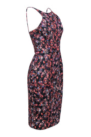 Current Boutique-Black Halo - Navy & Pink Floral Print Sleeveless Midi Dress Sz 8