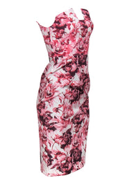 Current Boutique-Black Halo - Pink Floral Print Notch Neckline Sheath Dress Sz 0